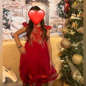 Girls red Christmas dress